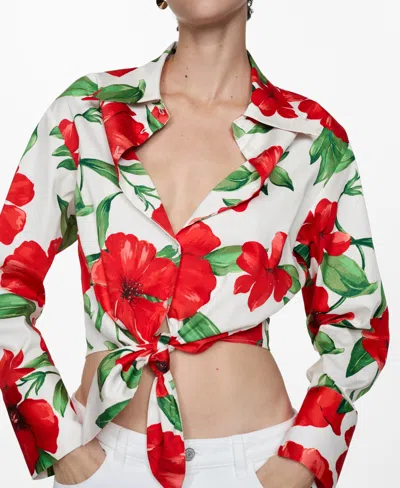 MANGO WOMEN'S BOW PRINTED SHIRT