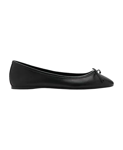 Mango Women's Bow Round-toe Leather Ballet Flats In Black