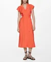 Mango Shirt Dress With Bow Texture Coral Red In Bright Red