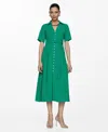 Mango Bow Shirt Dress Emerald Green In Emerald Green