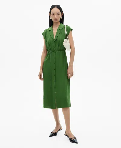Mango Women's Bow Shirt Dress In Green