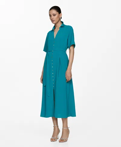 Mango Women's Bow Shirt Dress In Green