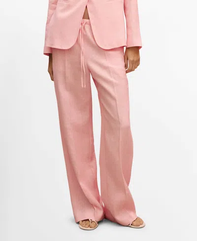 MANGO WOMEN'S BOW STRAIGHT-FIT LINEN PANTS