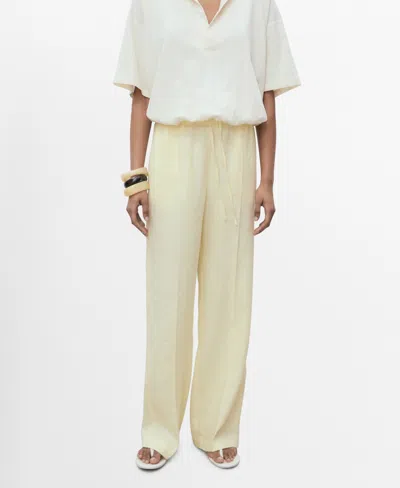 Mango Women's Bow Straight-fit Linen Pants