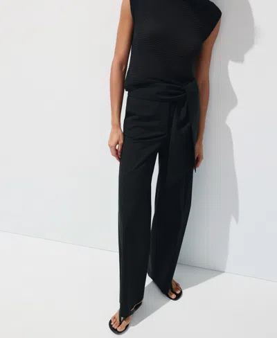 Mango Women's Bow Straight Pants In Black