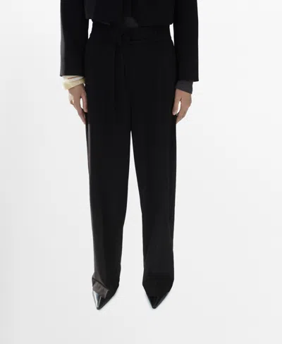 Mango Women's Bow Straight Trousers In Black