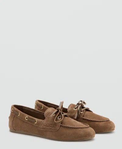 Mango Suede Moccasin With Bow Brown