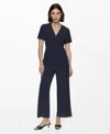 Mango Halter Jumpsuit With Bow Detail Black In Dark Navy