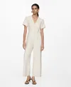 Mango Bow Wrap Jumpsuit Ecru In Ecru