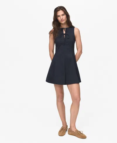 MANGO WOMEN'S BOWS DENIM EFFECT DRESS