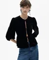 Mango Velvet Blouse With Bows Black In Black