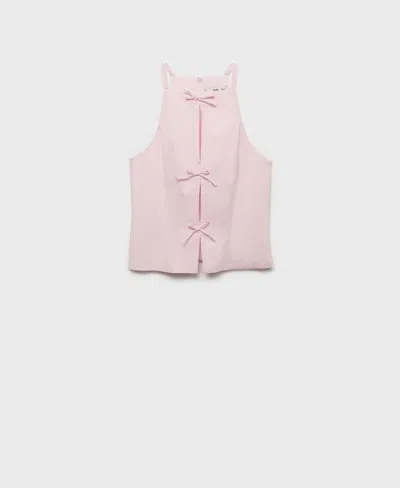 Mango Women's Bows Halter Top In Pink