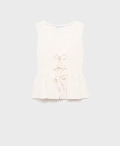 Mango Women's Bows Knit Top In White