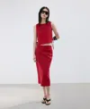 Mango Linen Top With Bows In Red