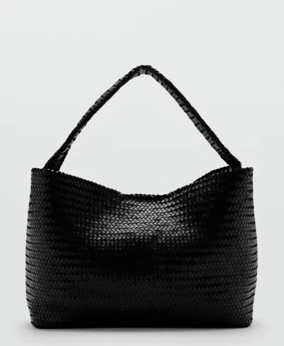 Mango Women's Braided Bucket Bag In Black