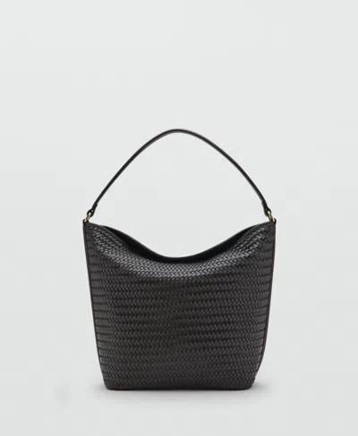 Mango Women's Braided Bucket Shoulder Bag In Brown