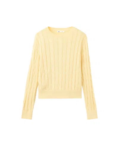 Mango Women's Braided Knit Crewneck Long-sleeve Sweater In Yellow