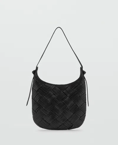 Mango Women's Braided Leather Bag In Black