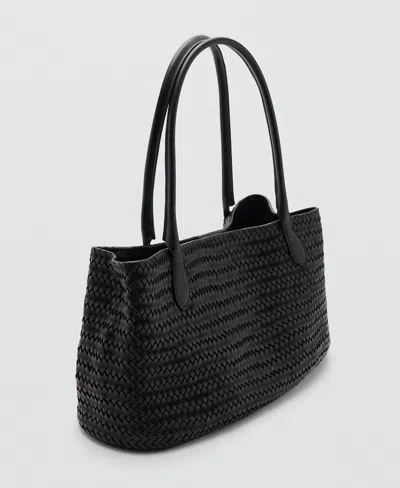 Mango Women's Braided Leather Bag In Black