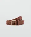 Mango Starring Hailey Bieber Braided Leather Belt In Brown