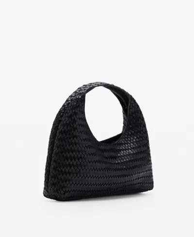 Mango Women's Braided Leather Handbag In Black