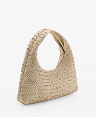 Mango Women's Braided Leather Handbag In White