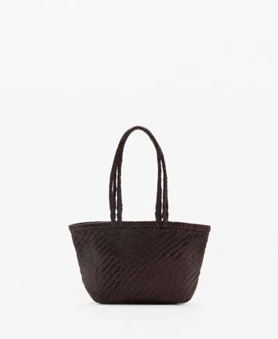 Mango Women's Braided Leather Shoulder Bag In Brown