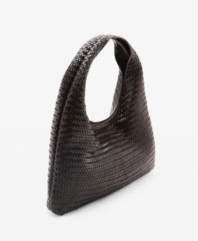 Mango Women's Braided Leather Shoulder Bag In Brown