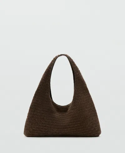 Mango Women's Braided Leather Shoulder Bag In Brown