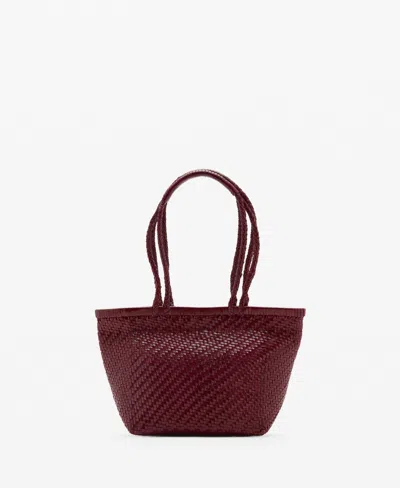 Mango Women's Braided Leather Shoulder Bag In Burgundy