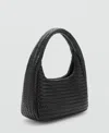 Mango Braided Faux Leather Shoulder Bag In Black