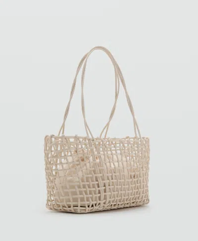 Mango Women's Braided Shoulder Bag In White