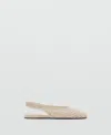 Mango Woven Flat Slingback Shoe In White