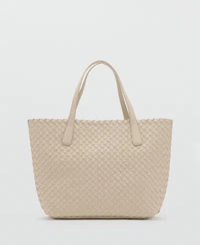 Mango Women's Braided Tote Bag In White