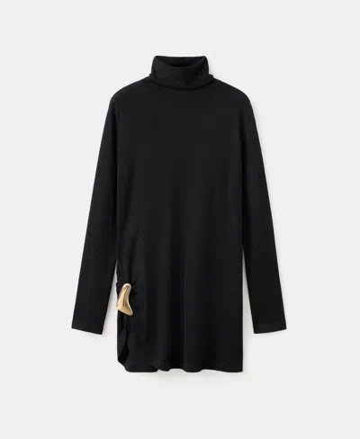 Mango Women's Brooch Turtleneck Sweater In Black