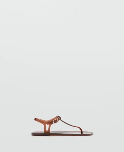 Mango Women's Buckle Closure Jelly Sandals In Brown