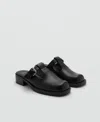 Mango Mule-style Clogs With Buckle Black In Black