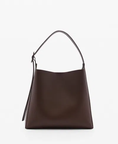 Mango Women's Buckle Detail Shopper Bag In Bordeaux