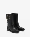 Mango Buckle Leather Ankle Boots Black In Black