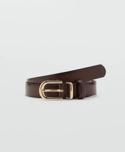 Mango Women's Buckle Leather Belt In Green