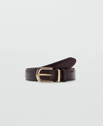 Mango Women's Buckle Leather Belt In Brown