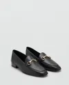Mango Buckle Leather Loafer In Black