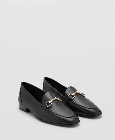 MANGO WOMEN'S BUCKLE LEATHER MOCCASINS
