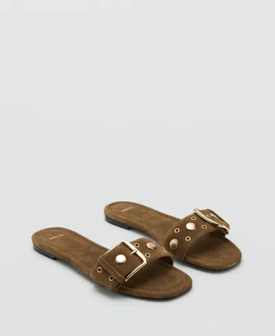 MANGO WOMEN'S BUCKLE LEATHER SANDALS