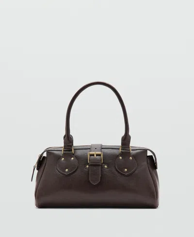 Mango Women's Buckle Shoulder Bag In Dark Brown