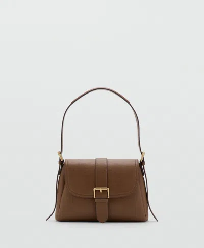 Mango Women's Buckle Shoulder Bag In Medium Brown
