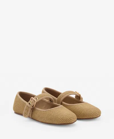 Mango Women's Buckle Strap Cotton Shoes In Medium Brown