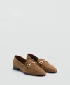 Mango Buckle Leather Apron-toe Flat In Brown