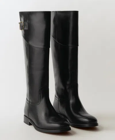 MANGO WOMEN'S BUCKLES LEATHER BOOTS