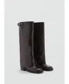 Mango Buckles Leather Boots Chocolate In Chocolate